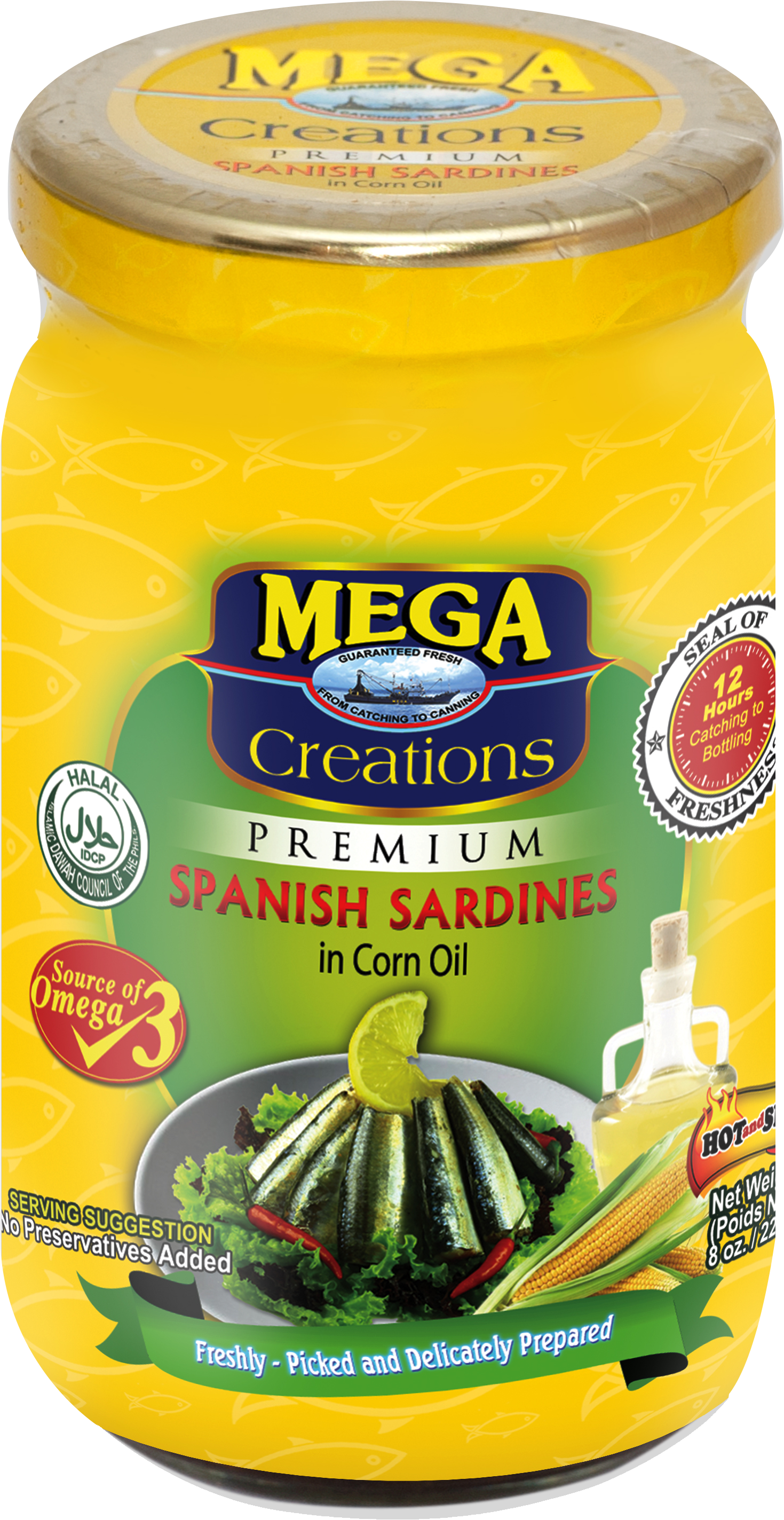 Mega Creations Spanish Sardines In Corn Oil 225g - Mega Tuna (2550x3300), Png Download