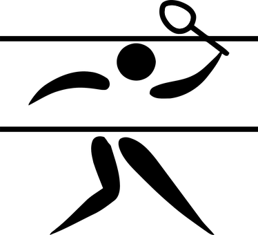 Badminton Sports Logo Pictogram Olympics S - Badminton Olympic Pictogram (374x340), Png Download