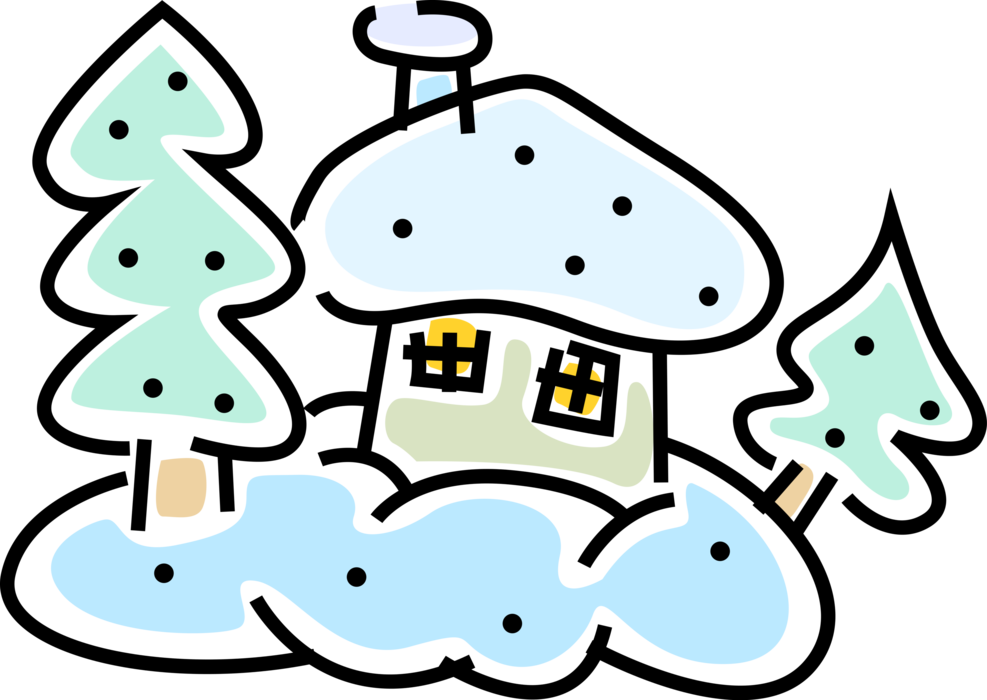 Vector Illustration Of Winter Scene With Freshly Fallen (987x700), Png Download