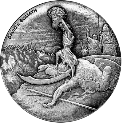 Biblical Coin David & Goliath 2 Oz Bu Silver Coin 2$ - David And Goliath Coin (400x400), Png Download