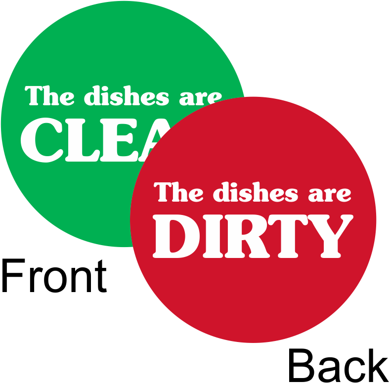 Dishes Dirty / Clean 2-sided Magnetic Status Labels - Dirty Dishes Clean Dishes (800x800), Png Download