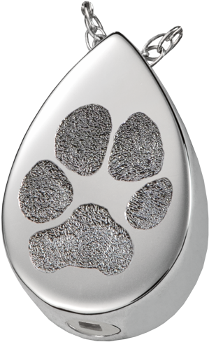 Silver Teardrop Pawprint Jewelry With Compartment - Handprint Teardrop Sterling Silver Cremation Pendant (500x500), Png Download