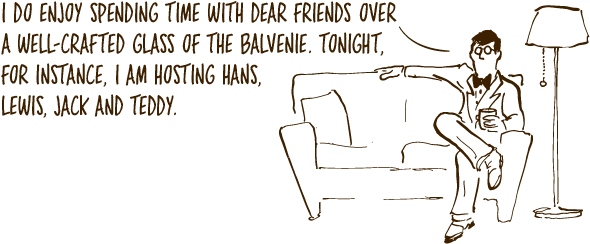 A Cartoon Of A Man Sitting On A Couch And Saying, - Balvenie Cartoon (589x257), Png Download