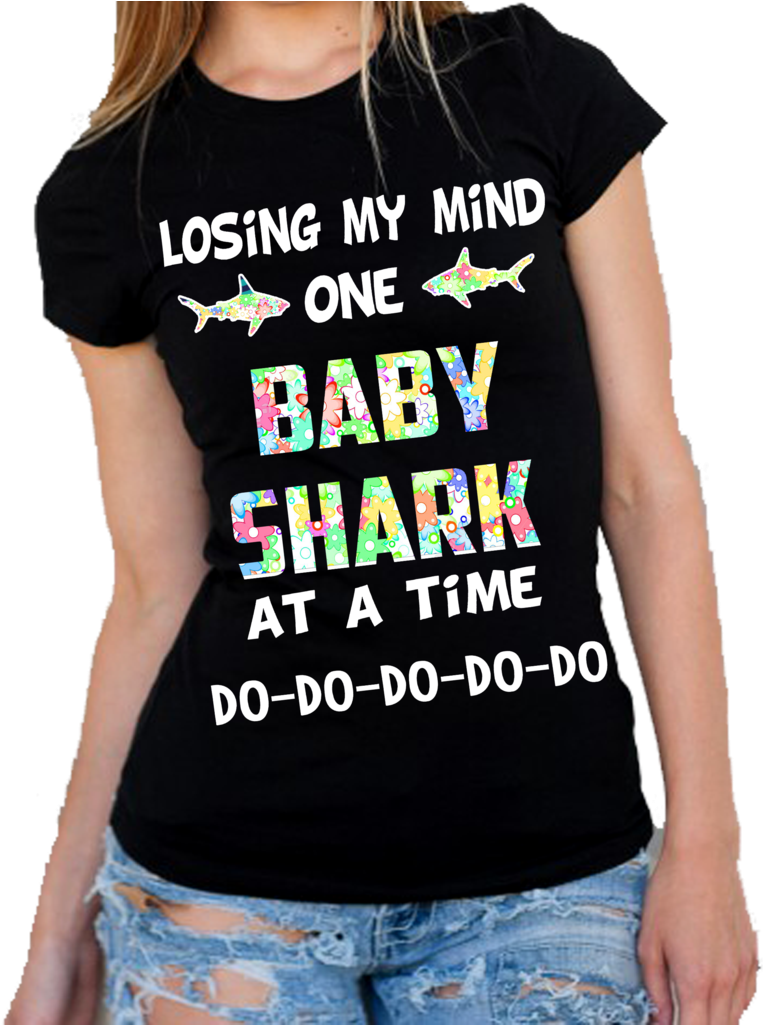 "losing My Mind One Baby Shark At A Time" - October Girl (877x1024), Png Download