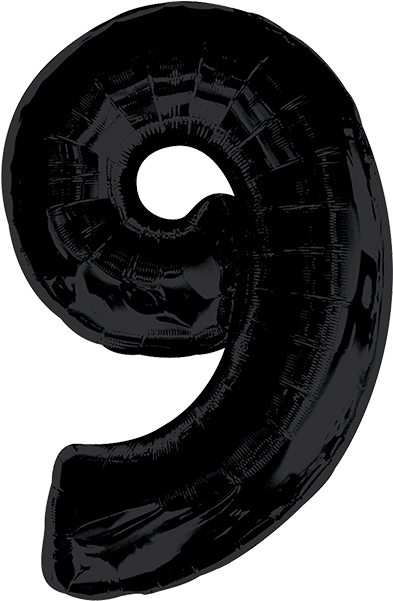 Numero 9 Negro 28 Pulgadas Globo Metálico - Black Number 9 Balloon - 34" Foil (each) (600x600), Png Download