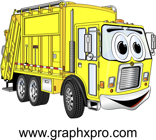 Download Yellow Garbage Truck Cartoon Garbage Truck, Bright - Cartoon  Garbage Truck .png PNG Image with No Background 