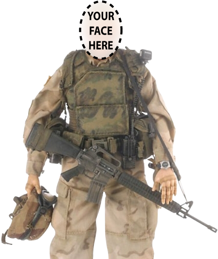 Military Female Custom Figure With Your Face On It - 12 Action Figures (461x543), Png Download