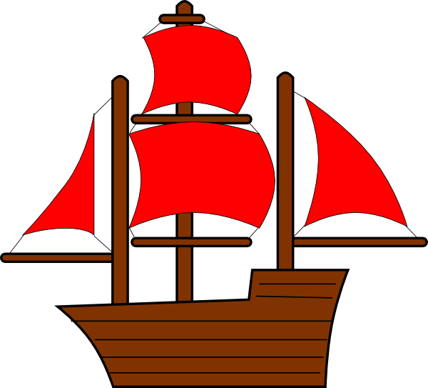 Red Pirate Ship Clip Art At Clker - Red Pirate Ship Clip Art (600x543), Png Download