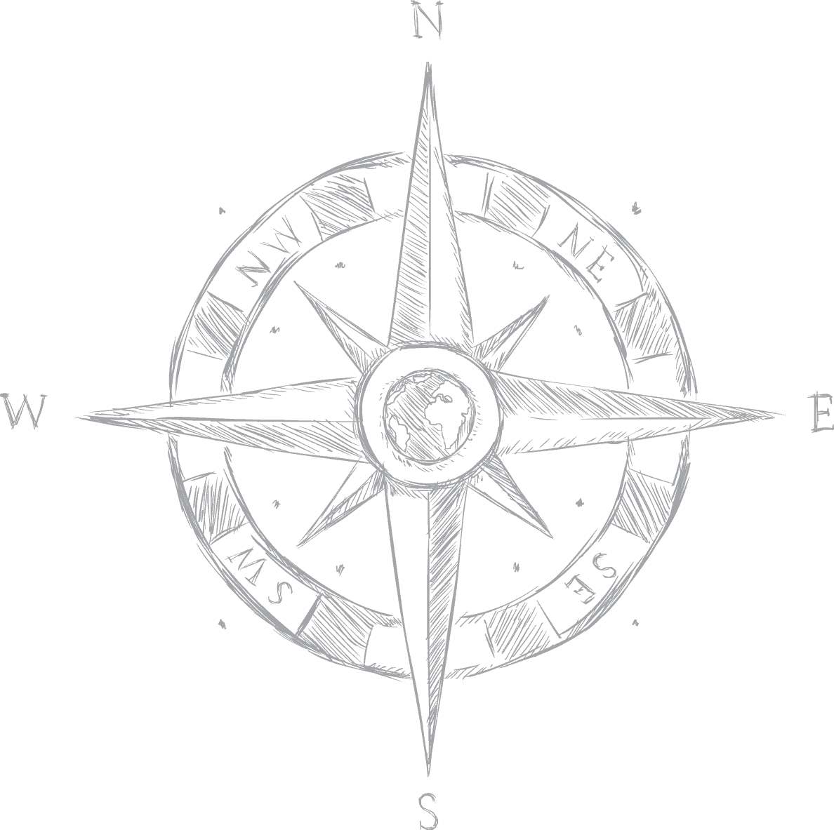 Compass - Compass Rose Drawing Easy (1188x1183), Png Download