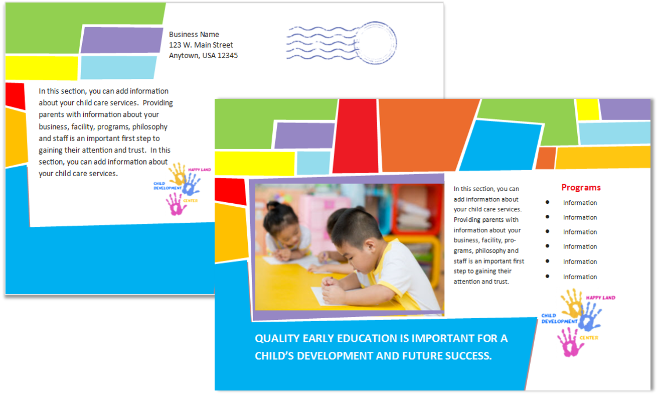 Child Care Postcard Template - Child Care (1312x787), Png Download