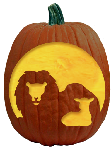 Lion And Lamb Pumpkin Carving Patterns 132619 - Pumpkin Carving Ideas Christian (500x500), Png Download