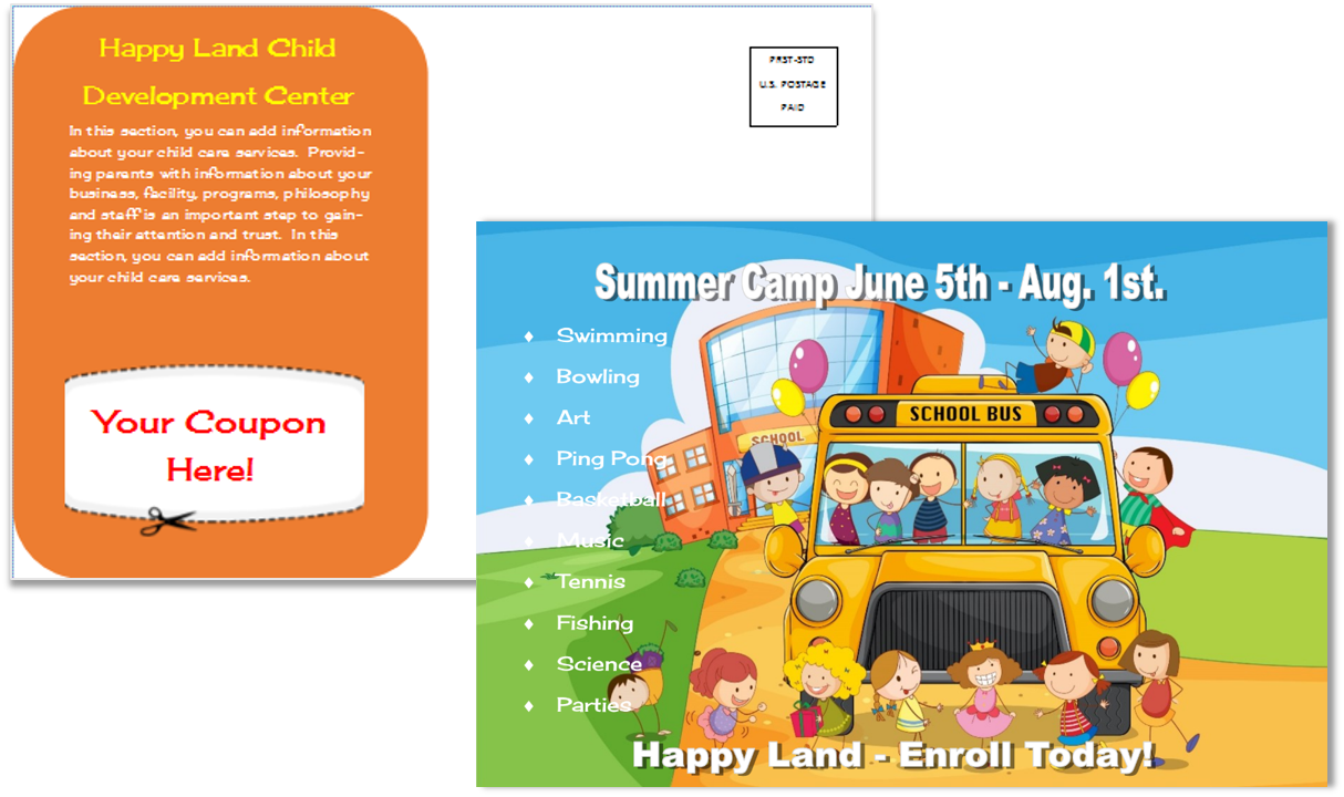 Child Care Postcard Template - School Park Cartoon (1214x720), Png Download