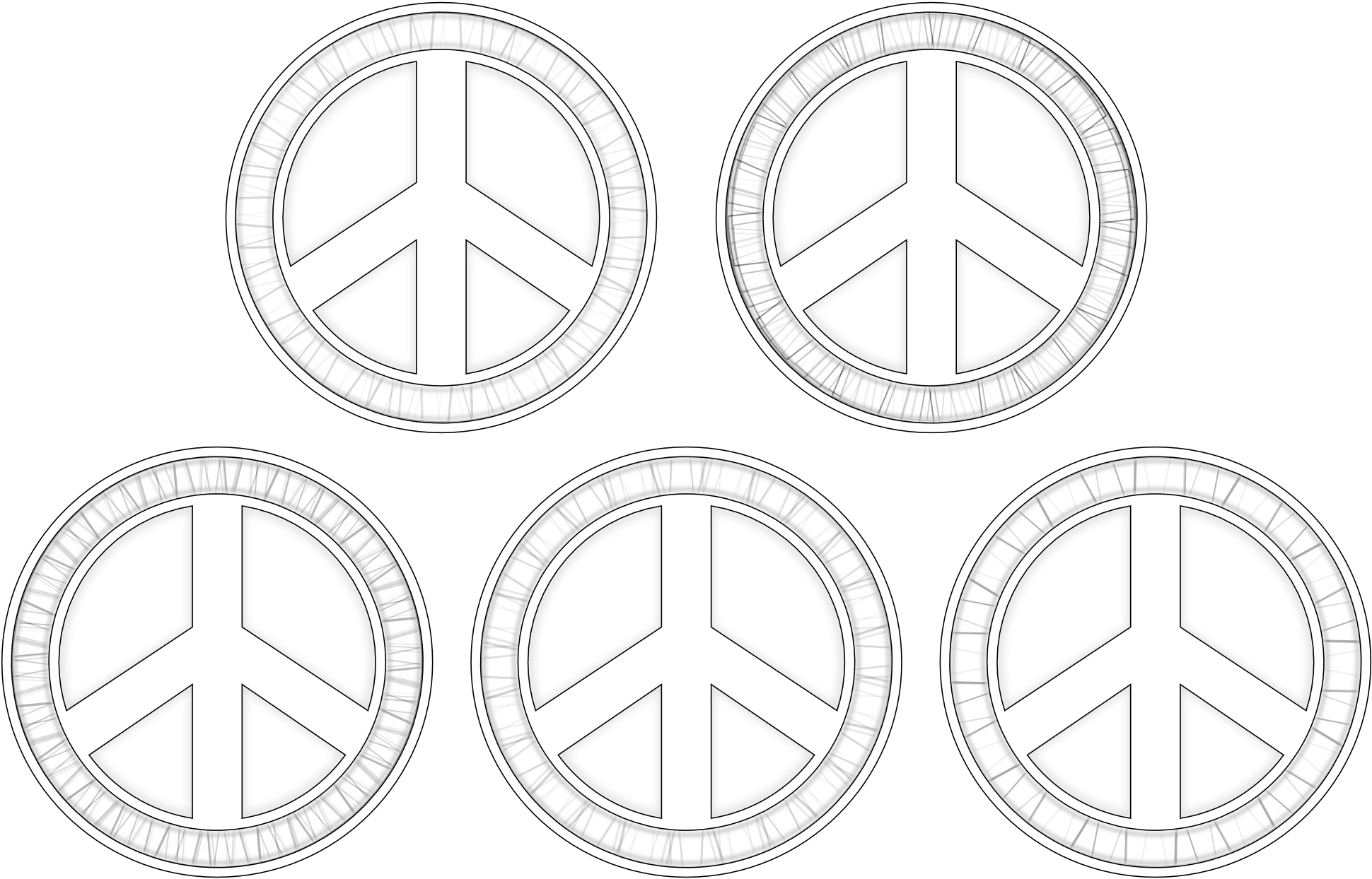 Peace Symbols Black White Line Art Christmas Xmas Peace (1979x1319), Png Download