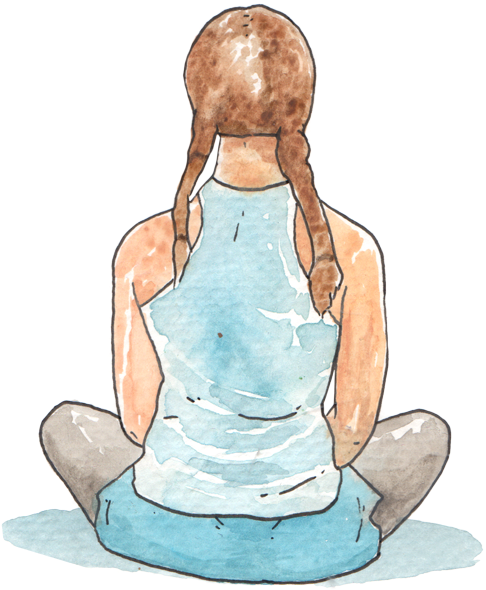 Seated Cross-legged Back - Cross Legged From Back (489x600), Png Download