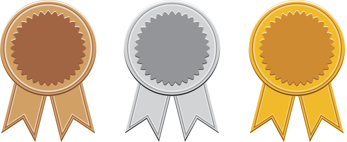 Silver Medal Png Download - Bronze Silver And Gold (704x288), Png Download