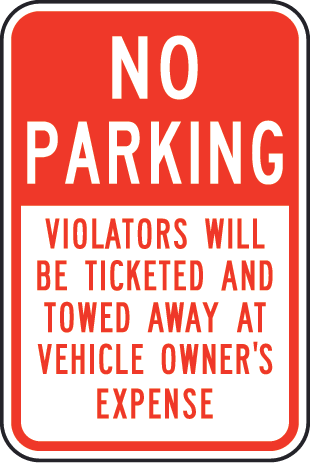 No Parking Violators Ticketed Sign - No Overnight Parking Violators Will Be Towed Away At (310x463), Png Download