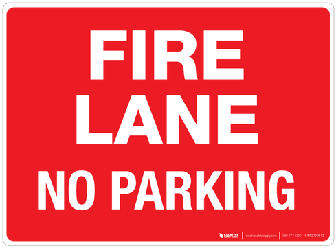 Fire Lane - No Parking - Wall Sign - Fire Alarm Sign (500x373), Png Download