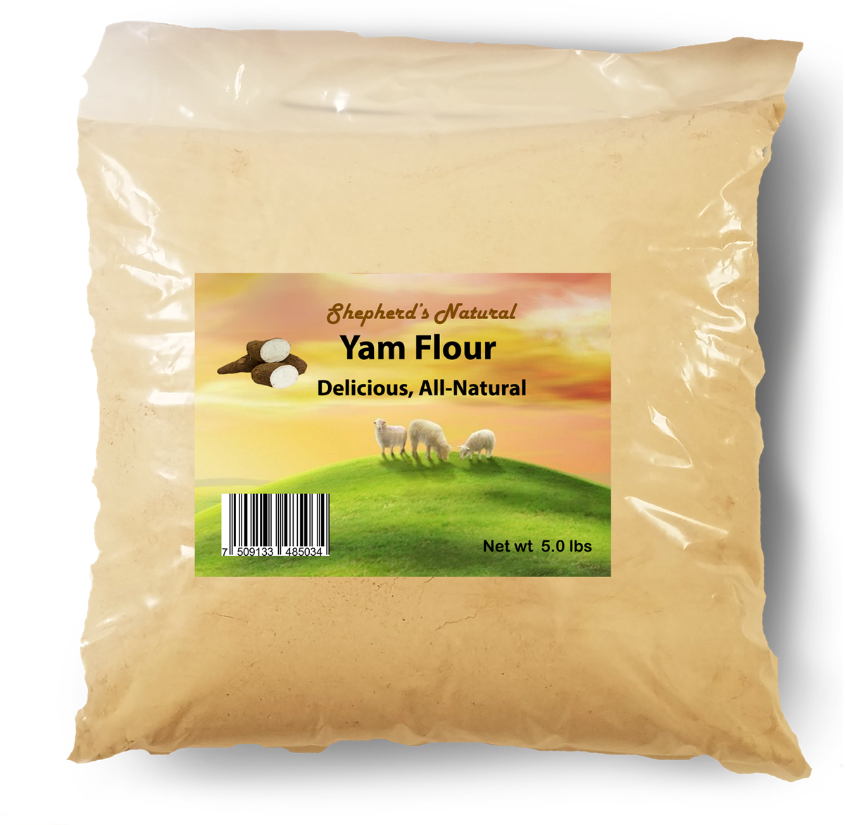 Yam Flour /elubo 5 Lb / 80 Oz Bag By Shepherd's Natural - White Garri 2 Lb / 32 Oz Bag (1200x1171), Png Download
