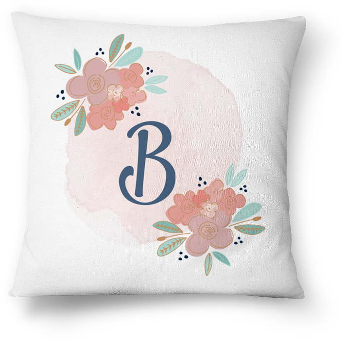 Almofada Monograma Floral B • Aquarela De Hang A Printna - Cushion (800x800), Png Download