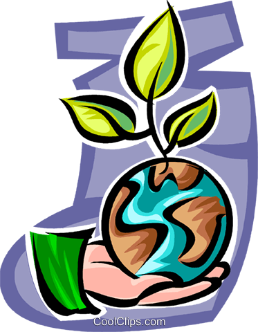 Mão Com O Planeta Terra E Plantas Livre De Direitos - Planeta Terra Com Planta (373x480), Png Download