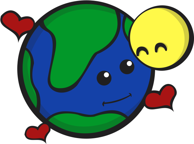 Planeta Terra E Lua Fofinha Desenho Colorido Com Fundo - Planeta Terra Desenho Png (648x494), Png Download