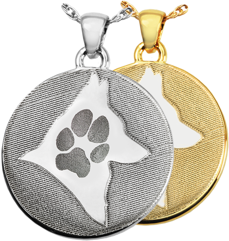 Round Disc Paw Print & Silhouette Pet Memorial Jewelry - B&b Round Footprint Jewelry (500x500), Png Download