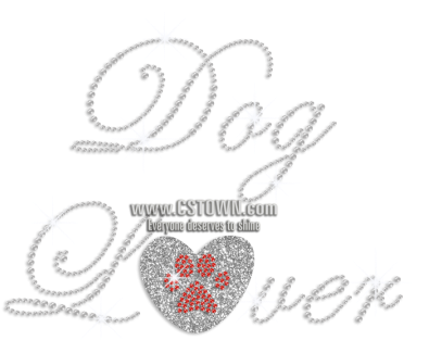 Bling Dog Lover & Paw Print Iron-on Glitter Rhinestone - Dog (450x450), Png Download