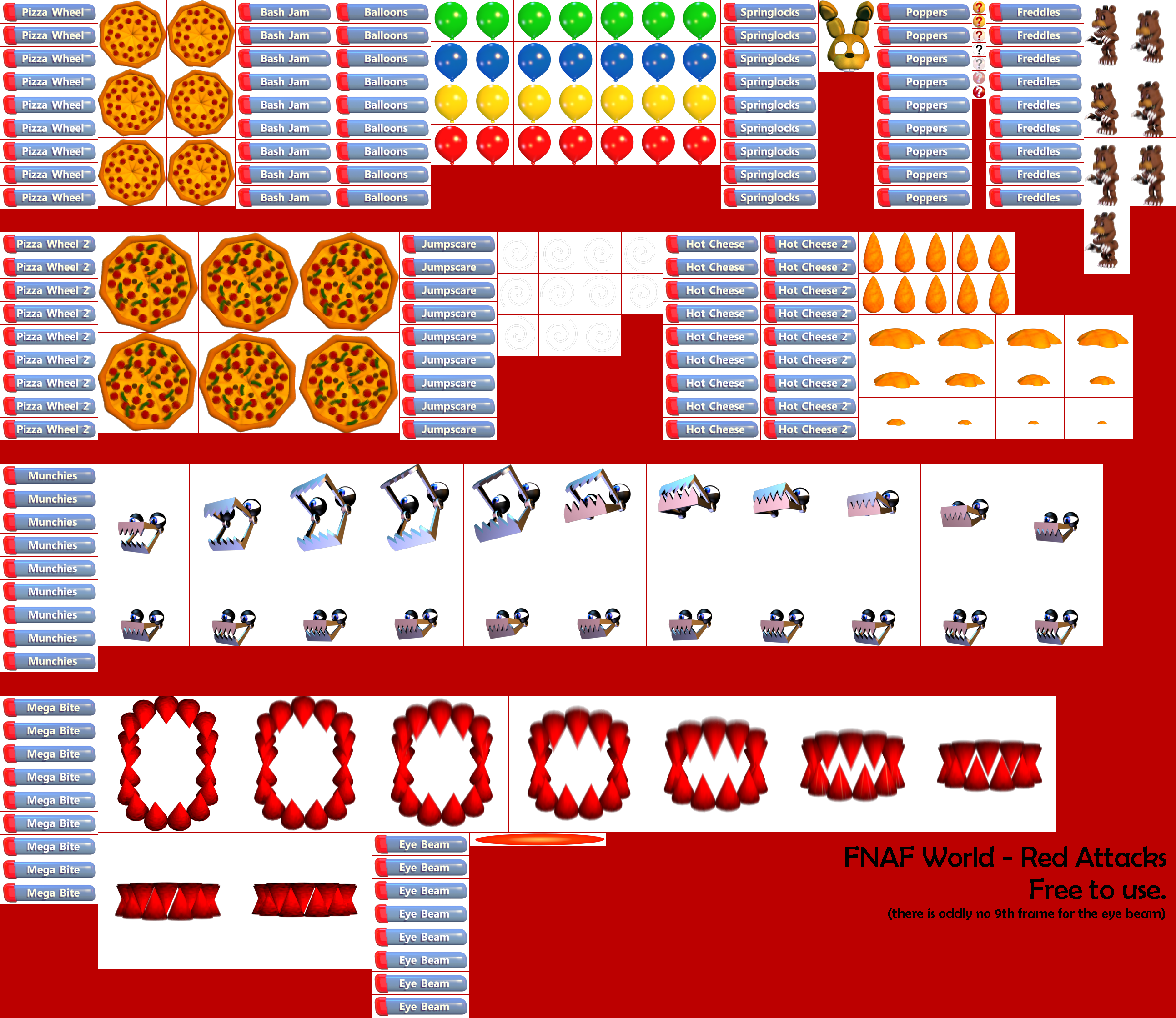 Click For Full Sized Image Red Attacks - Fnaf World Attack Sprites (2586x2240), Png Download
