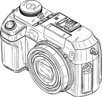 Photographic Film Digital Cameras Digital Slr Drawing - Digital Camera Drawing Png (356x340), Png Download