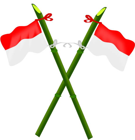 Bamboo And Indonesian Flag-2 Png Clip Arts - Indonesian Flag Clip Art (588x600), Png Download