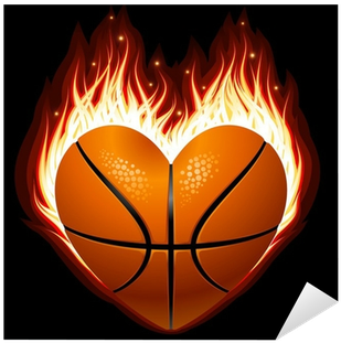 Vinilo Pixerstick Vector De Baloncesto En El Fuego - Basketball Heart On Fire (400x400), Png Download