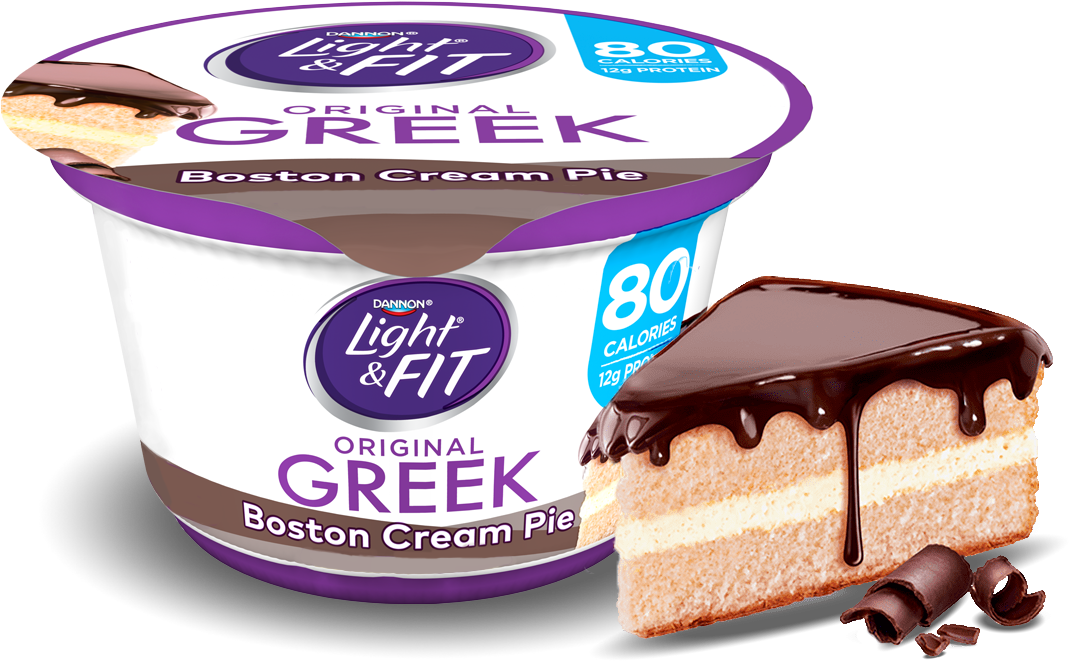 Boston Cream Pie Greek Yogurt - Light & Fit Yogurt, Greek, Nonfat, Peach Mango (1140x810), Png Download