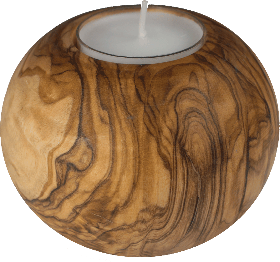 Little Angel Olive Wood Candle Holder - Candle In Wood (1000x1000), Png Download