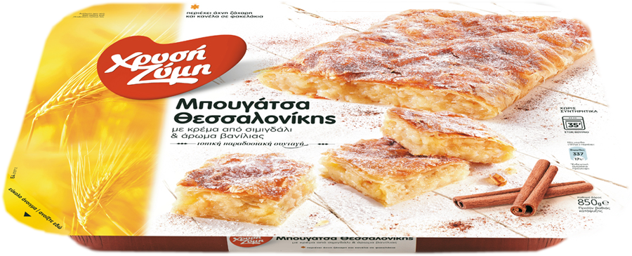 Traditional Bougatsa Cream Pie - Μπουγατσα Χρυση Ζυμη Τιμη (900x365), Png Download