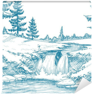 Mountain And River Drawings (400x400), Png Download