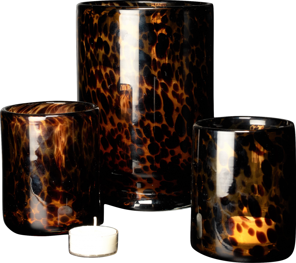 Living In Style / Hand Blown Leopard Print Candle Holder - Animal Print (1024x912), Png Download
