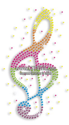 Colorful Music Note Iron On Rhinestone Transfer Design - Iron On Rhinestone Transfer (450x450), Png Download