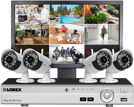 Lorex Lw84mw Hd 4 Camera 8 Channel Dvr And Monitor - Lorex Wireless Security Camera System With Monitor (600x400), Png Download