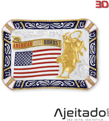 Fivela Country Touro Bandeira Usa Tam G - Fivela American Bull Riders Com Banho Dourado Prata (434x434), Png Download