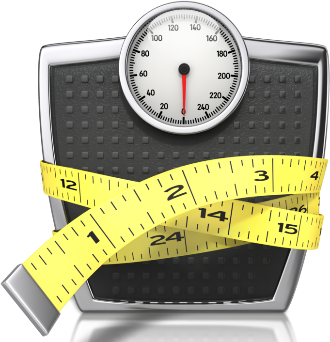 Weight Loss & Exercise - Measuring Tape And Scales (746x722), Png Download