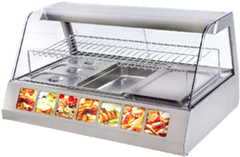 Curved Glass Countertop Warming Display Case - Roller Grill Hot Display (400x360), Png Download