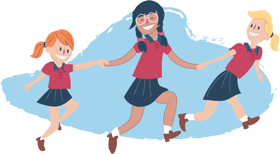 Girls Skipping And Holding Hands - Kids Helpline (1000x692), Png Download