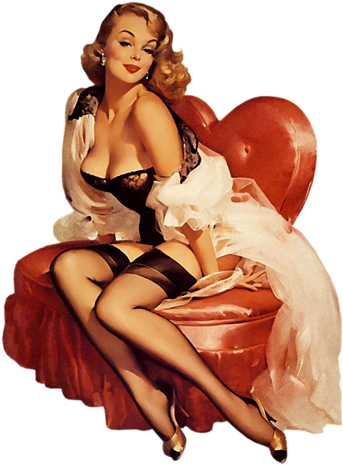 Retro Sexy Girl - Pin Up Gil Elvgren (367x500), Png Download