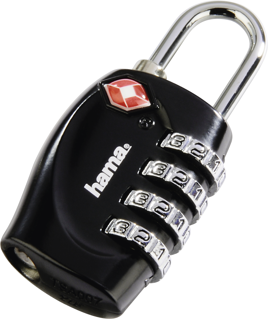 Tsa Combination Luggage Padlock, Black - Hama Tsa Luggage Combination Lock - Black (1100x1100), Png Download