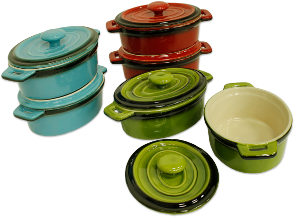Kitchen Collection Set Of 2 Mini Ceramic Casserole - Mini Ceramic Bakeware Set (700x467), Png Download