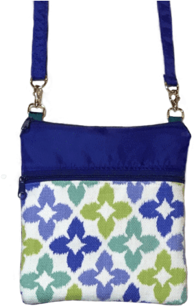 Novia In Blue & Green With Blue Nylon Mini Square Crossbody - Blue (468x480), Png Download