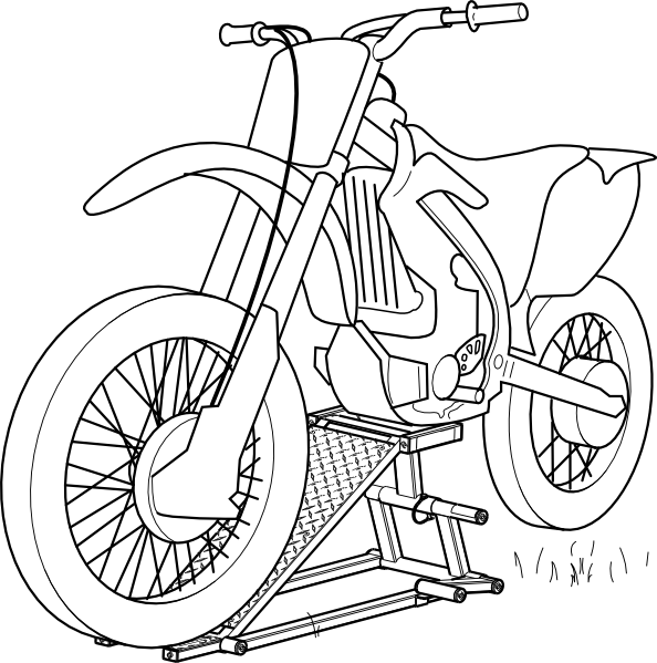 Free Vector Outline Motorcycle Lift Clip Art - Outline Of Motorcycle (594x599), Png Download