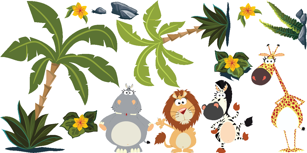 Sticker Animaux Dans La Jungle Ambiance Sticker Col - Sticker Jungle Plante (1200x1200), Png Download