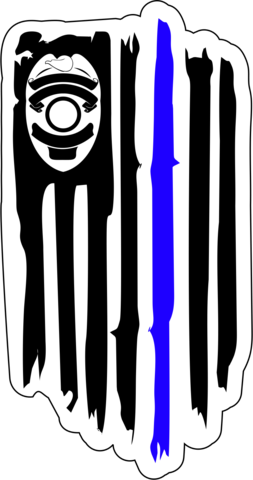 Distressed Usa Flag W/ Police Shield Thin Blue Line - Police (253x480), Png Download