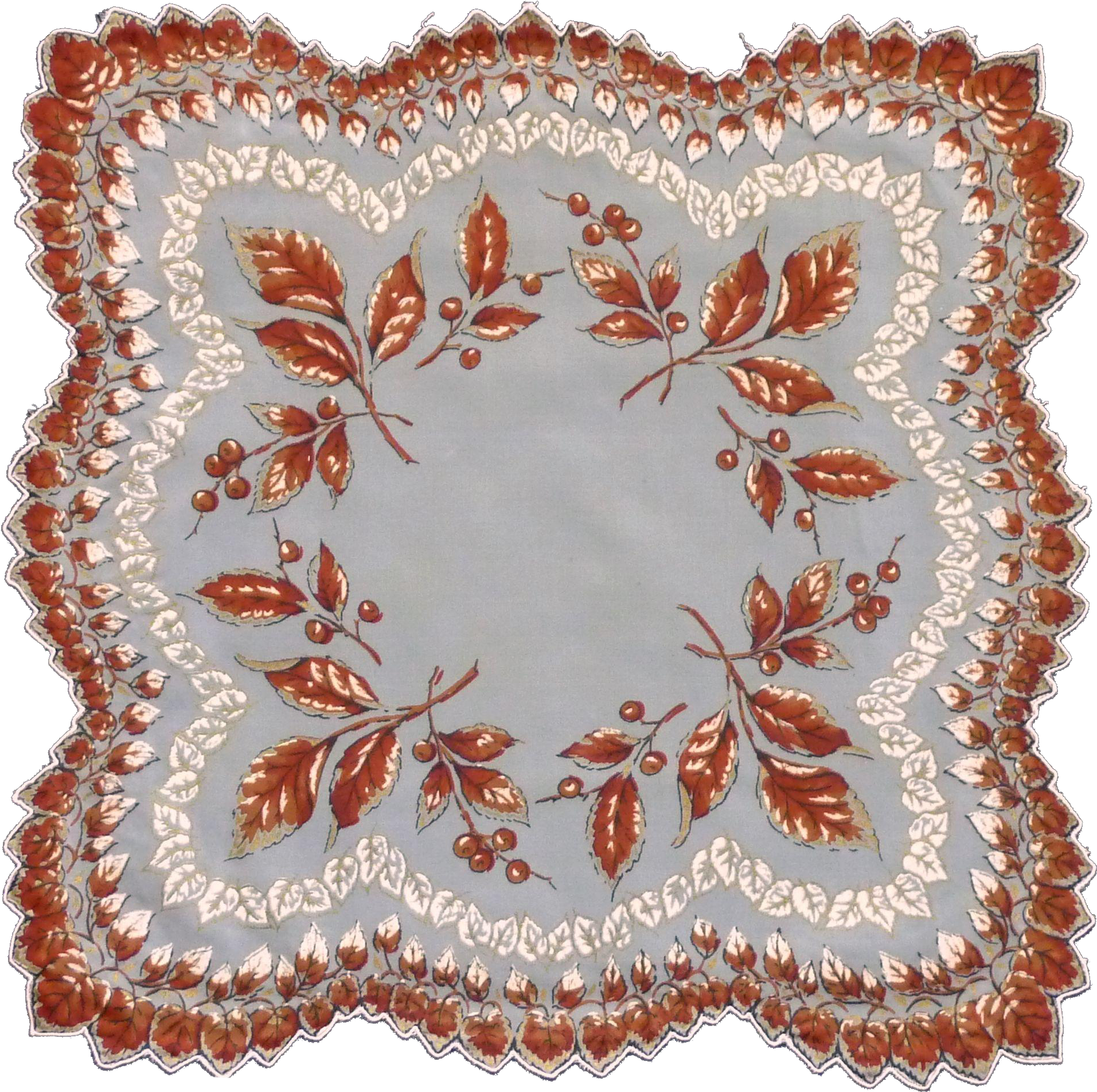 Love The Look Of This Sharp Scalloped Edge Sheer Hankie - Sheer Autumn Leaves Scalloped Autumn Handkerchief (1912x1912), Png Download